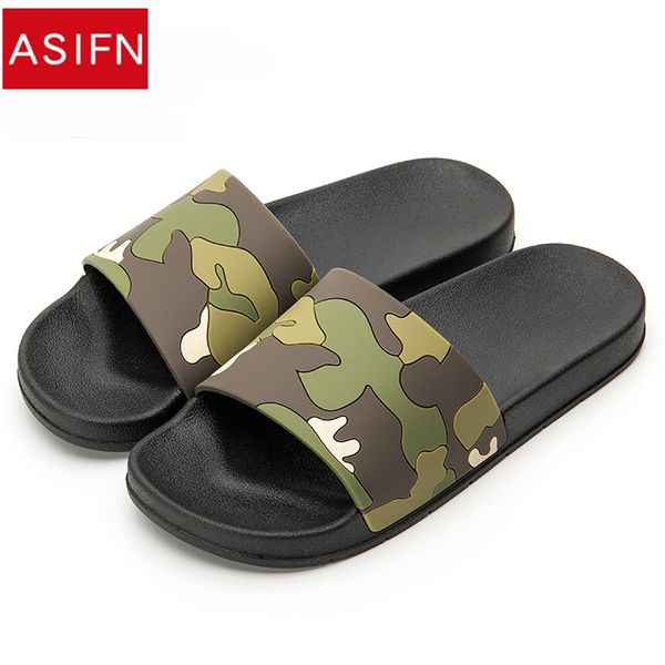 

asifn men camo slippers slides summer casual style shoes non-slip indoor and outdoor sandals home sapato masculino flip flops, Black