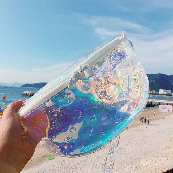 

La er wai t bag houlder handbag chain cro body bag clear tran parent beach party bag lady women outdoor travel wai t pack ffa2357