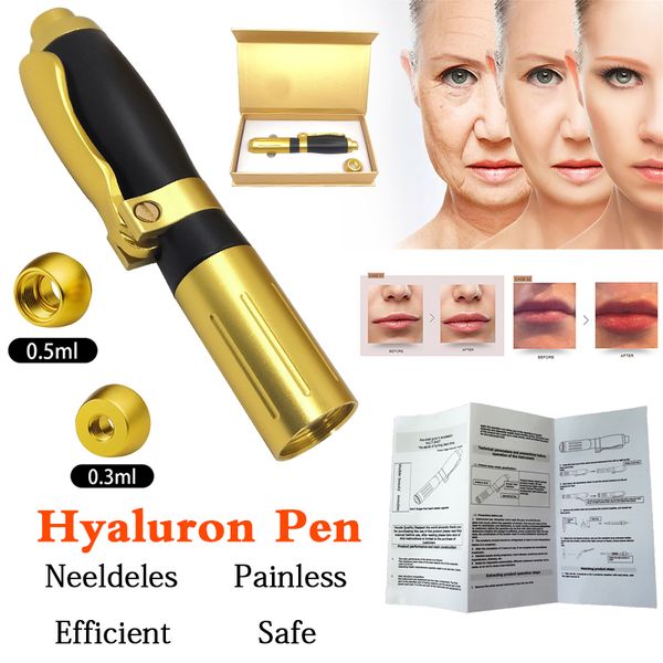 

2in1 meso injection gun hyaluron pen 0.3ml&0.5ml head gold hyaluronique acid pen lip filler jnjector noninvasive nebulizer new