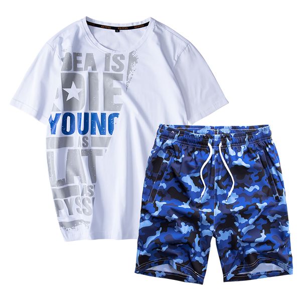 

summer big size sport set men 7xl 8xl loose holiday beach mens suit 2019 new hip hop sportsuit breathable running gym sport suit, Black;blue