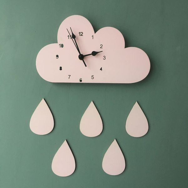 

ins explosion models nordic home cloud raindrop clock cartoon baiyun silent clock wall children's room decoration