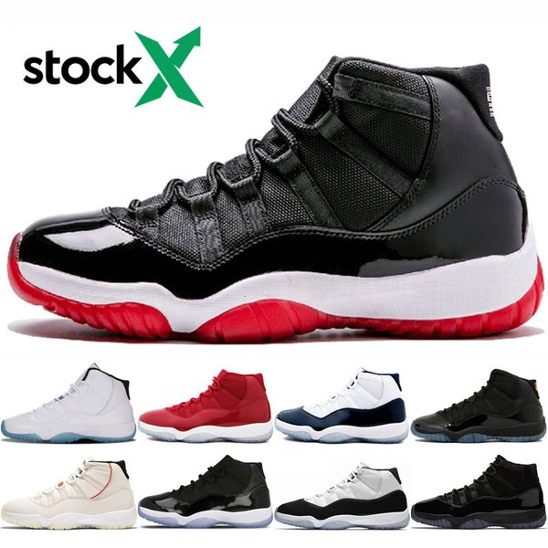 

stock x 11 11s men basketball shoes designer bred concord 45 gym red space jam prm heiress legend blue men women trainer sneakers, Black