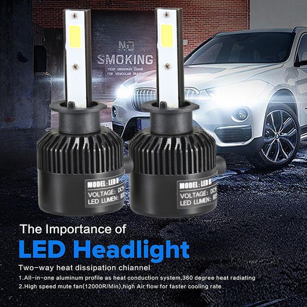 

new 72w h1 cob led 16000lm auto car headlights kit driving bulbs lamps360 degrees beam 6000k 3500cd 3250lux dc 9-32v 2019