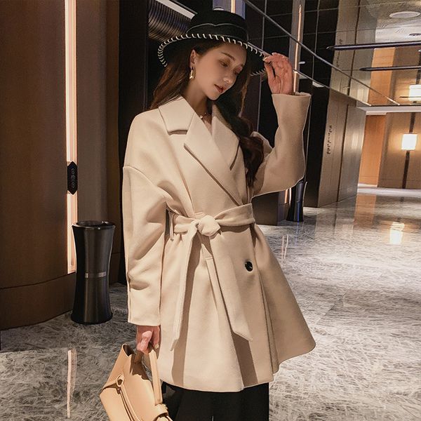 

autumn winter women office lady overcoat wool blends coat women's fashion black jacket coats elegant jackets casual blend