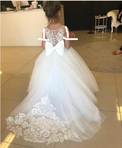 

new blush pink flower girls dresses short sleeves for weddings lace appliques ball gown birthday girl communion pageant gowns, White;blue