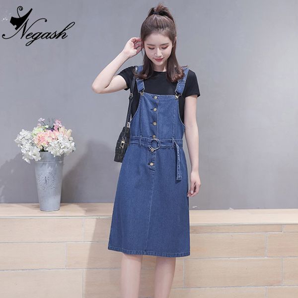 

sling jeans woman 2018 spring autumn real skorean dress denim dresses, Black;gray