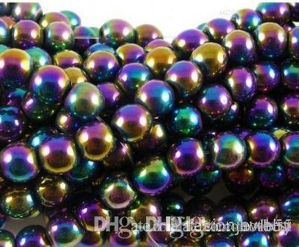 

z94 8mm 10mm 200pcs/lot silver gold plated multicolor hematite round bead beads crystal loose ball bead crystal i352 g94