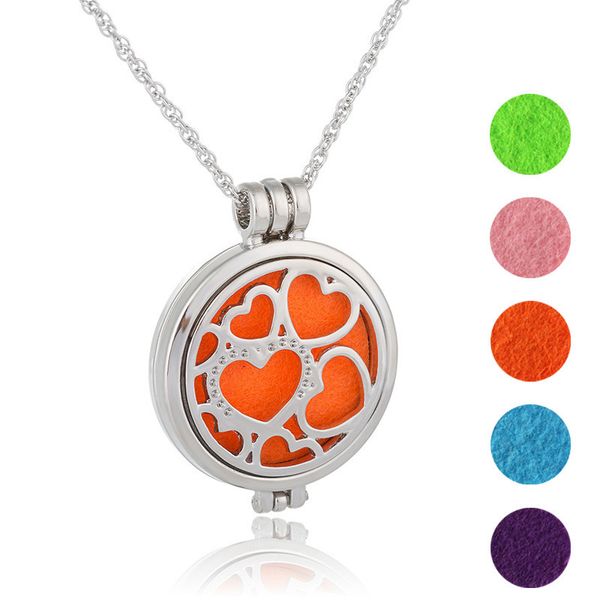 

noctilucent peach pattern fragrant box necklace can open luminescence emission pendant, Silver