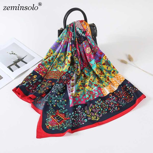 

100% twill silk scarf square scarf bandana new design floral print kerchief women scarves shawls wraps echarpe, Blue;gray