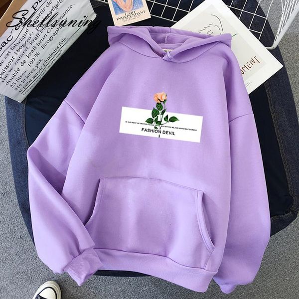 

shellsuning hip hop hoodies women harajuku autumn pocket elastic sweatshirt rose graphic design casual vintage oversized hoody, Black