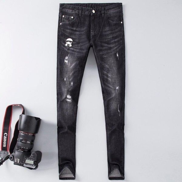 

2019 wild mens jeans casual denim pants mens long trousers 191127-6385**6017, White;black