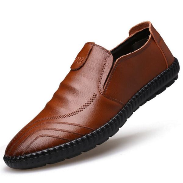

new breathable men's leather shoes casual shoes men's sets of feet leather soft online business casual, Black