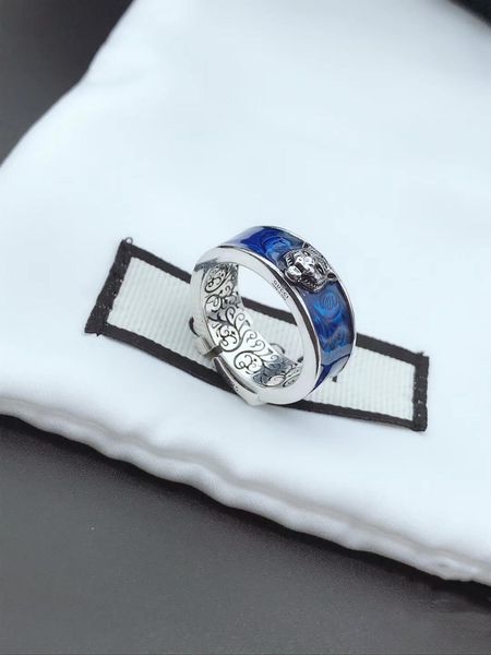 

горячая блестящая синяя голова тигра кольцо роскошный персонализированный кольцо дать вам пару кольцо рождественский подарок тенденция с мод, Silver