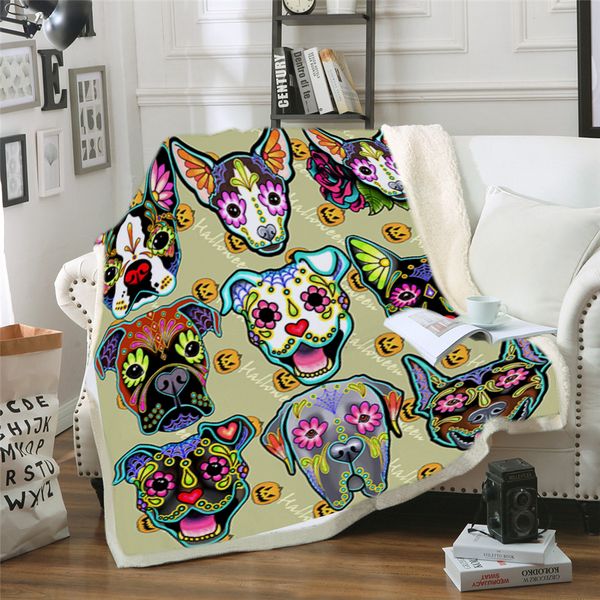 

skull dog super soft bone tapestry wall bedspread beach towel mat blanket table beach towel dropship