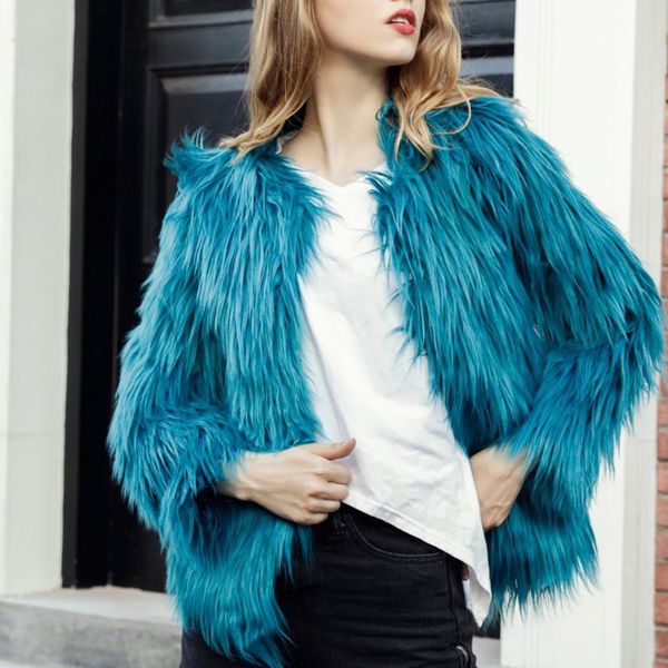 

ellacey 2019 autumn winter fur coat european and american luxury imitation fur female jacket fashion faux coat, Black