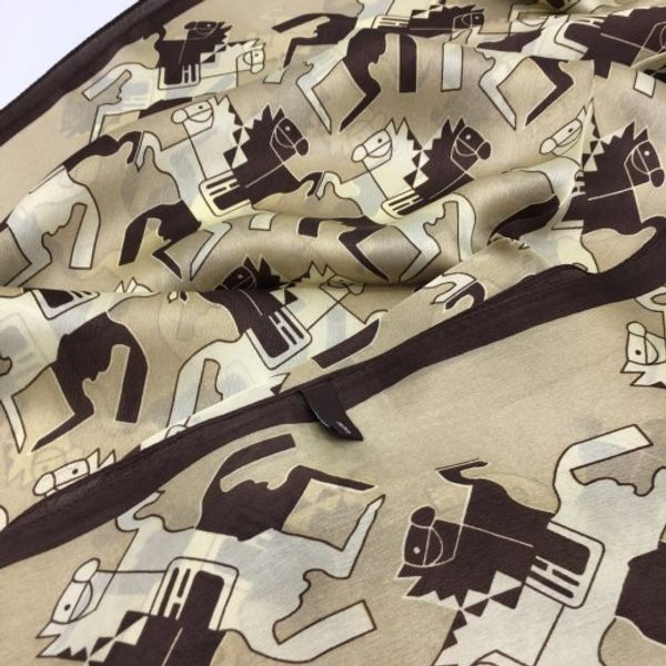 

wholesale-new design women's long scarf 100% silk khaki color print hors letters size 180cm - 65cm., Blue;gray