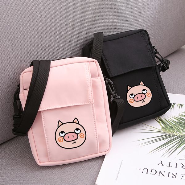 

jane's leather cute cartoon pig print women men messenger crossbody bags fashion oxford waterproof girl boy couples shoulder bag