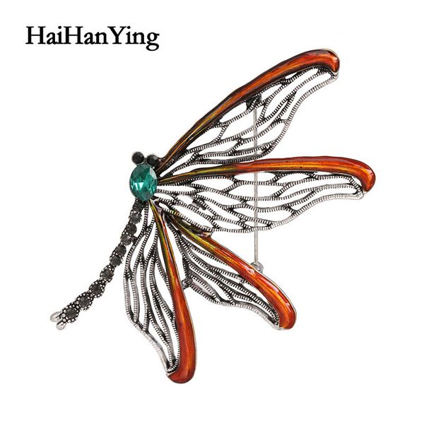 

dragonfly crystal women's brooch insect animal party wedding costume golden fashion pin accessories vintage unique like jewelry, Gray