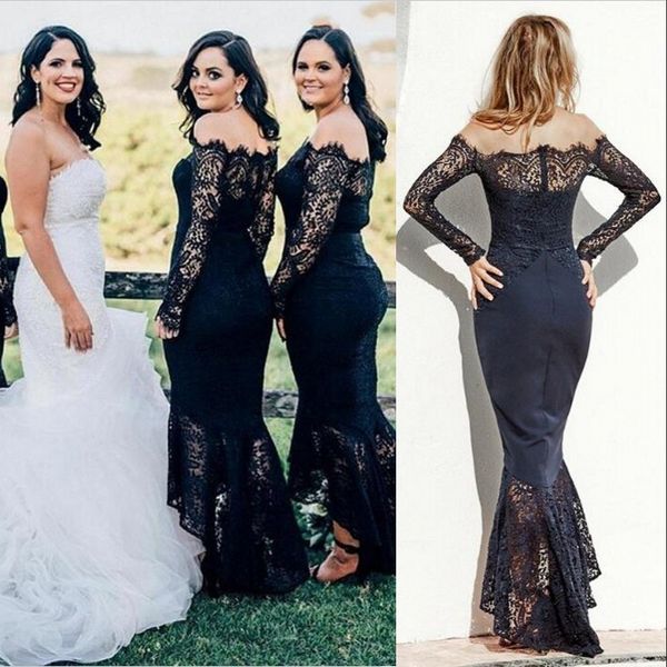 Vestidos De Dama De Honra Da Moda elegante Custom Made Cor Diferente Fora Do Ombro Vestidos De Dama De Honra Hi-Lo Zipper Voltar Convidado Do Casamento Vestidos