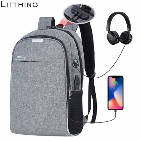 

litthing backpack lapbackpack usb charging backbag travel daypacks male school bookbag vacancy theft mochila