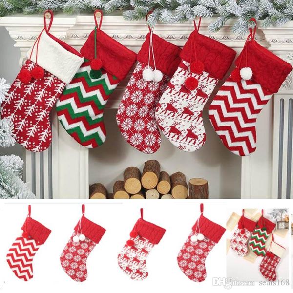 

christmas decoration for stocking candy socks bags christmas tree reindeer snowflake striped stocking party decor xmas gifts bags hh9-2373