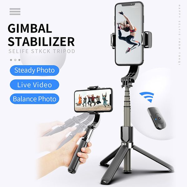 Anti-Shake Selfie Stick Ruota di 360 ° Telefono cellulare Selfie Stick Stabilizzatore cardanico Telecomando Bluetooth Supporti per telefono treppiede