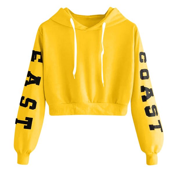 

women's fashion sweatshirt women letter drawstring crop hoodie sweatshirt jumper crop pullover #l10, Black