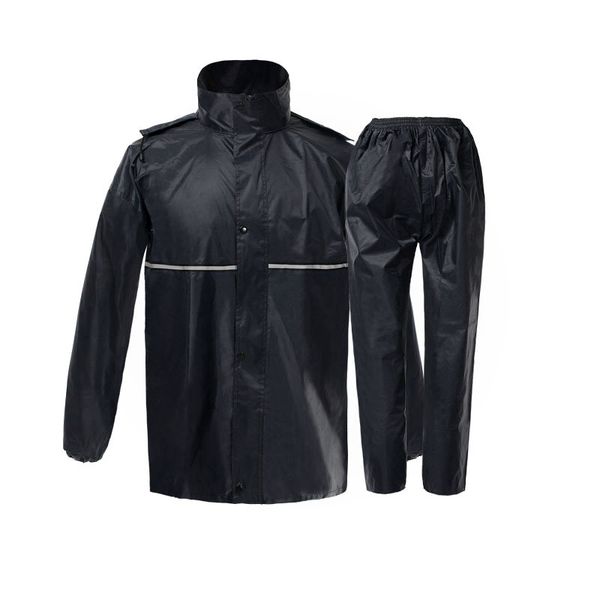 

men women 2 piece set raincoat impermeable rain coat jacket pants suit outdoor camping climbing motorcycle poncho nfe99, Tan;black