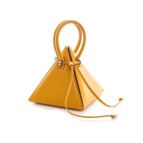 

super famous three-dimensional triangle bag with tapping rope, lemon yellow handbag and pyramid dinner bag women handbags