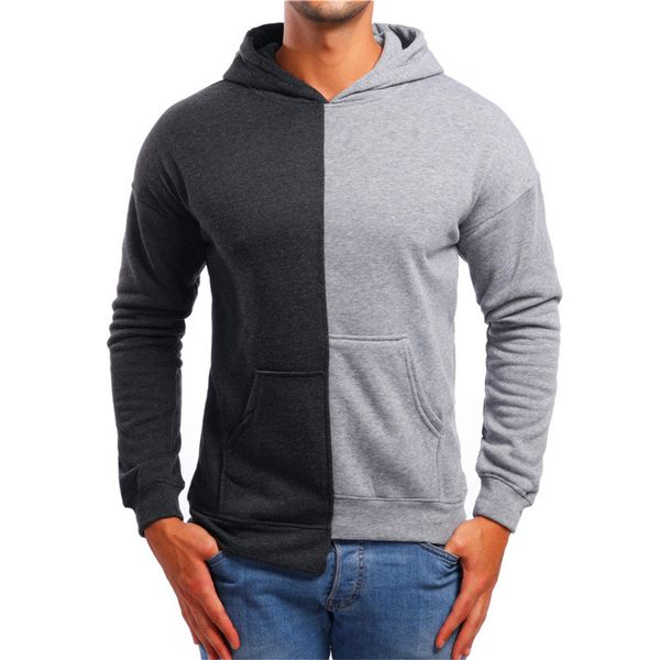 

contrast color mens designer hoodies casual long sleeve loose hooded asymmetrical pullover 20aw new mens clothing, Black