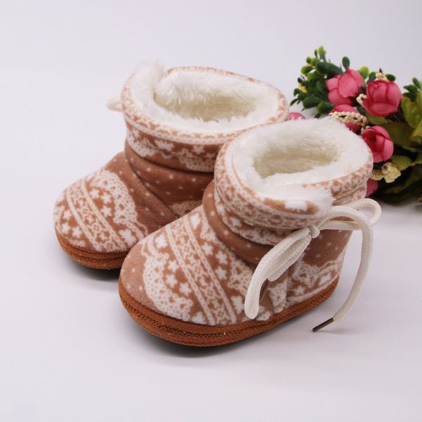 

0-12m newborn baby boots winter first walkers baby girls shoes fur snow keep warm soft sole non-slip booties, Black;grey