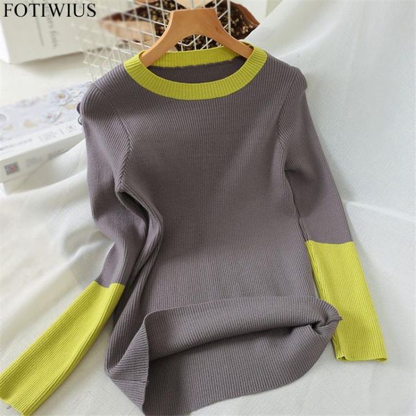 

autun winter thin knitted sweater patchwrok slim pullover women o-neck fashion basic sweaters underwear ladeis jumper pull femme, White;black