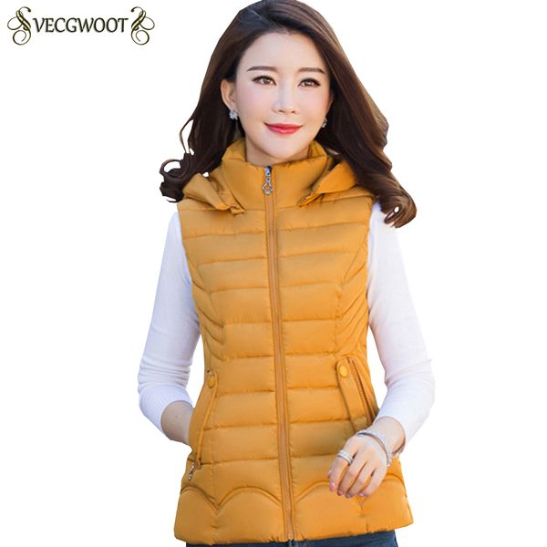 

autumn winter new short cotton vest women fashion warm hooded cotton ma3 jia3 women solid color large size vest jacket lj104, Black;white