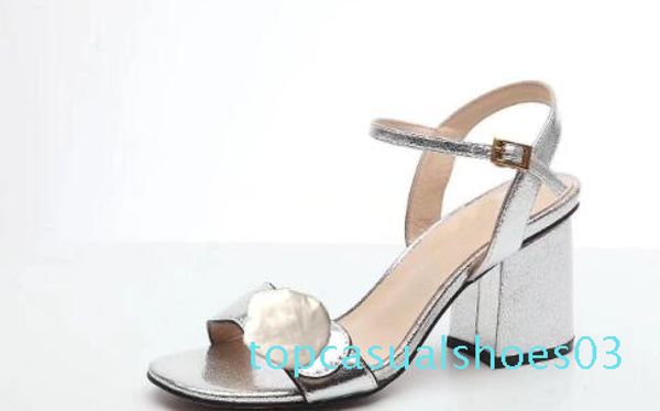 

2019 classic high heeled sandals coarse heel leather luxury designer suede woman shoes metal buckle for parties occupation sanda t33, Black