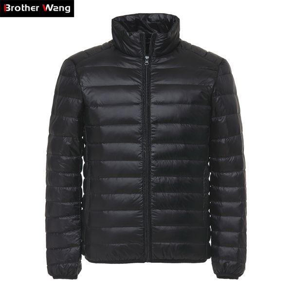 

brother wang men's duck down jacket 2019 new autumn winter men fashion casual light collar coat brand clothes black red navy