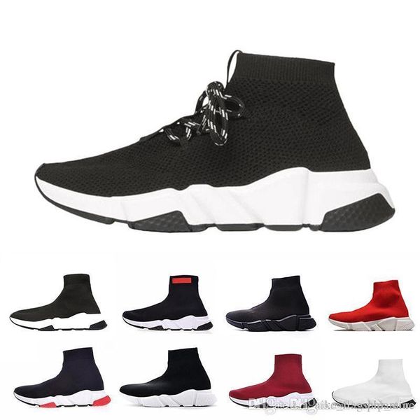 

lace-up luxury designer casual sock shoes lace up speed trainer black red triple black brand fashion socks trainer sports sneakers