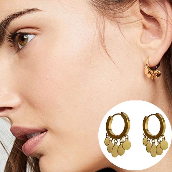 

gold huggie hoop earrings stainless steel multilayer geometry wafer for women small tiny hoop earrings fashion 2020, Golden;silver