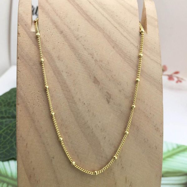 

2019 100% 925 sterling silver classic gold beaded chain necklace women charm fashion personality jewelry wholesale