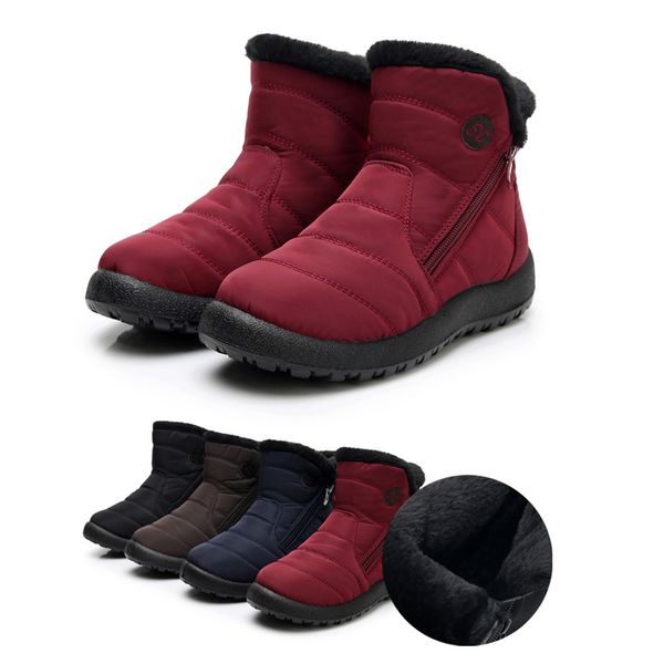 

women platform female push ankle women's snow boots winter ankle short bootie waterproof footwear warm shoes botas mujer#112935, Black
