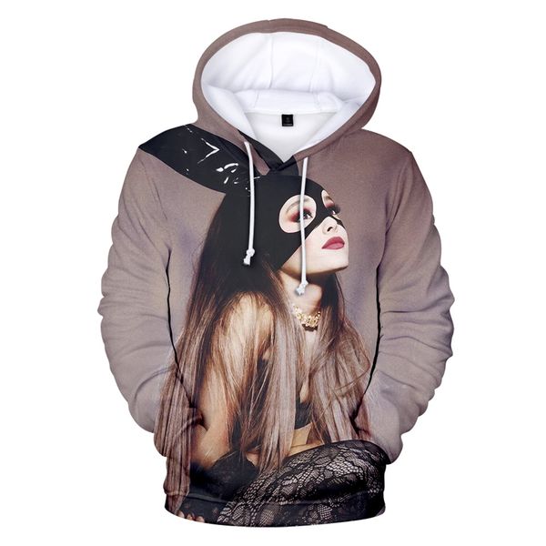 

ariana grande 3d printed hoodies sweatshirts women/men long sleeve hooded sweatshirts casual streetwear clothes plus size, Black