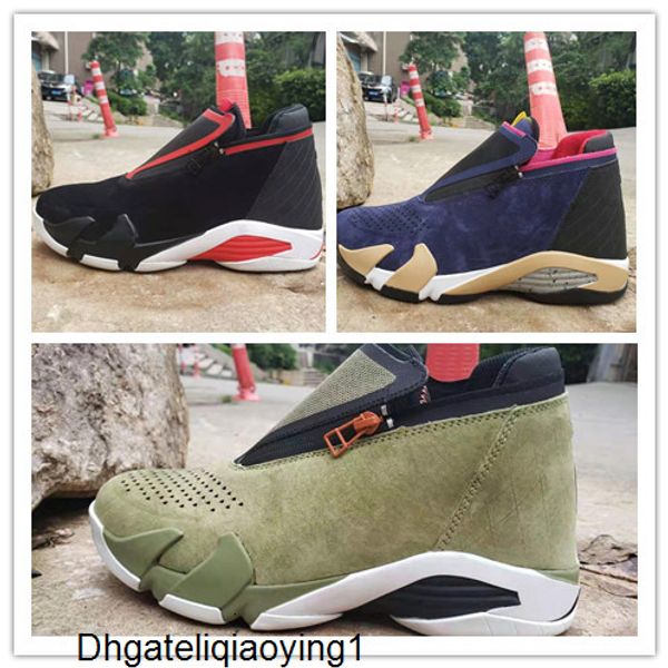 

wholesale new 14 xiv green blue suede black low men basketball shoes male 14s sneakers sports outdoor trainers size 7-13