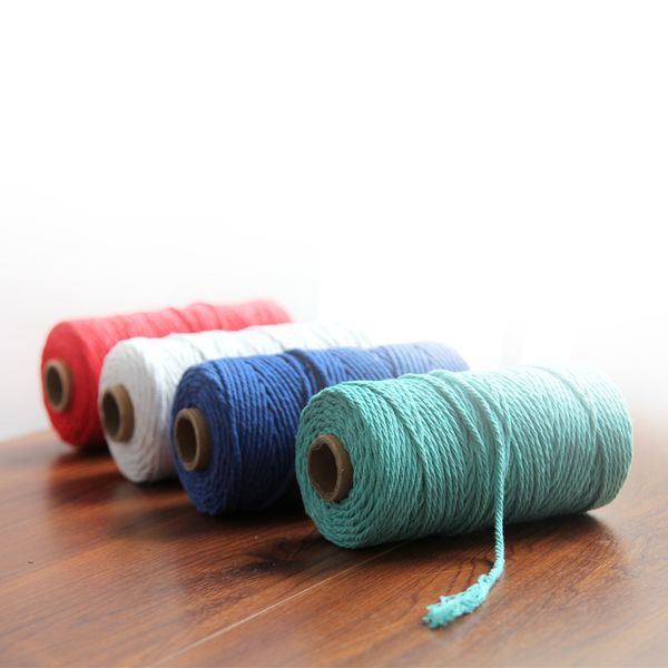 

3mm 100% cotton rope home woven macrame cord wall hanging arts and crafts rope decorative twine cotton thread chinese knot cord, Black;white