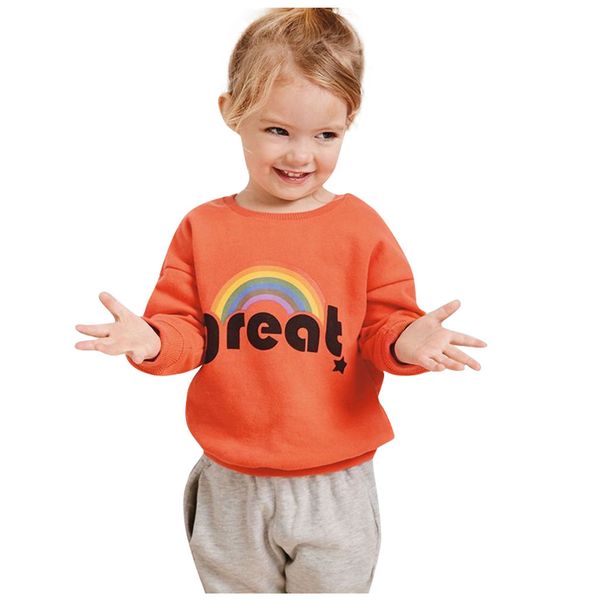 

toddler baby clothes boys girls hoodies kids autumn winter boy girl sweatshirt cartoon rainbow letter pullover clothes outfits, Black