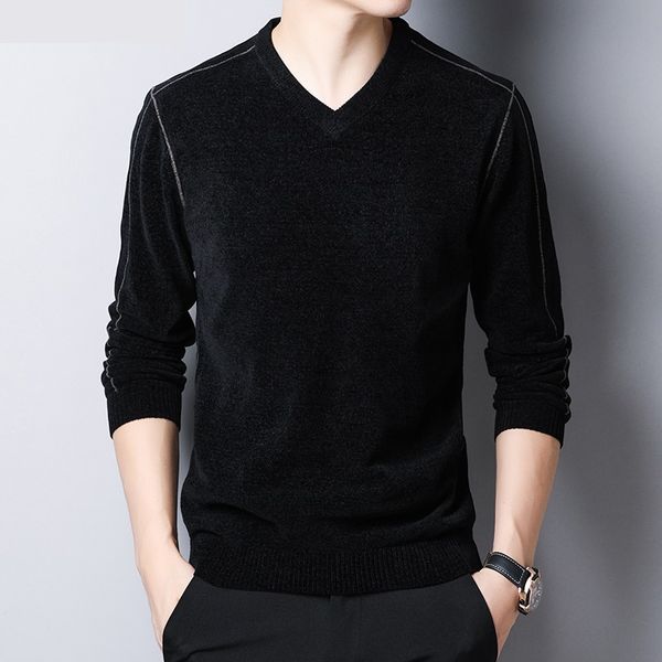 

winter sweater men v-neck long sleeve loose warm sweaters, White;black