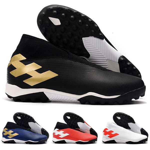 

2019 new arrive mens messi nemeziz 19.3 laceless in tf md 19 x slip-on soccer shoes football high ankle outdoor boots cleats