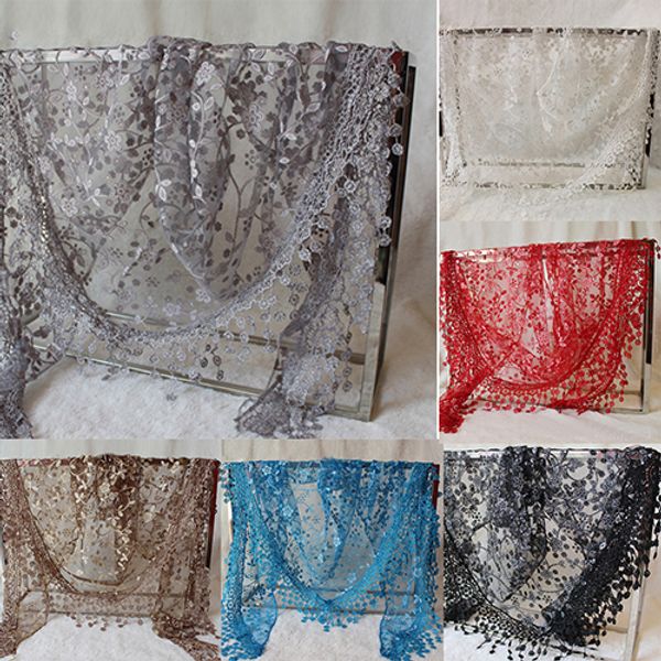 

elegant triangle floral lace wrap scarf women tassel fashion shawl accessory