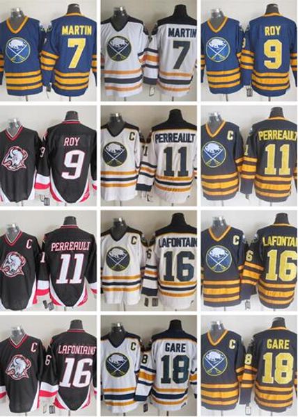 

7 Рик Мартин Трикотажные Изделия Мужчины Buffalo Sabres Сшитые 16 Пэт Лафонтен 18 Дэнни Гэр 9 Дерек Рой 11 Гилберт Перро Лед Джерси