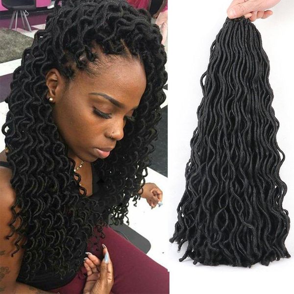 Grosshandel Curly Faux Locs Crochet Hair Deep Wavy Crochet Braids Kunsthaar Hakelverlangerungen Dreadlocks Goddess Locs Braid Hair 20 Zoll 1b Von
