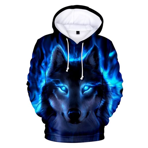

fashion kpop hoodie wolf 3d mens boys hoodies sweatshirt brand designer children clothes autumn winter sweatshirt, Black