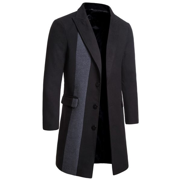 

men's windbreaker 2019 new winter fashion quality men's single-breasted wool coat woolen coat male, Tan;black